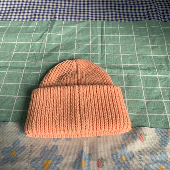 Acne Studios Pink Smiley Patch Beanie - Picture 3 of 6